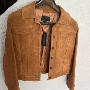 Banana Republic Brown Leather Jacket Cropped Style